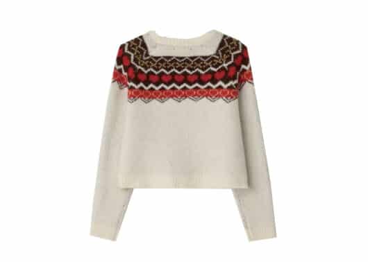 Ronron Heart Nordic Zip Up Crop Cardigan Ivory - Image 2
