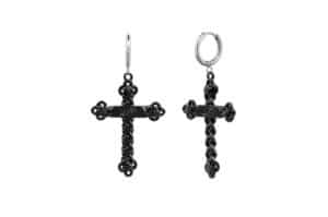 Sentiments Kont Cross Earring Black No.474 Front View
