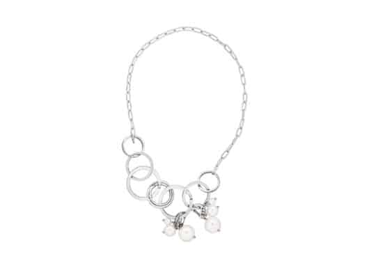 Sentiments Pearl Necklace Silver No.519 Front View
