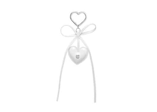 Carlyn Heart And Ribbon Keyring White J74340010