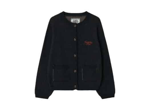 Ronron Furry Pony Jacquard Knit Cardigan Black