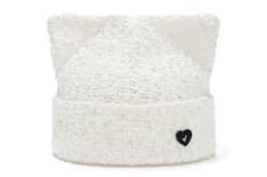 Awesome Needs SS Cat Knit Hat White Front View