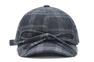 Awsome Needs Basic Ball Cap Ribbon Check Charcoal Front View