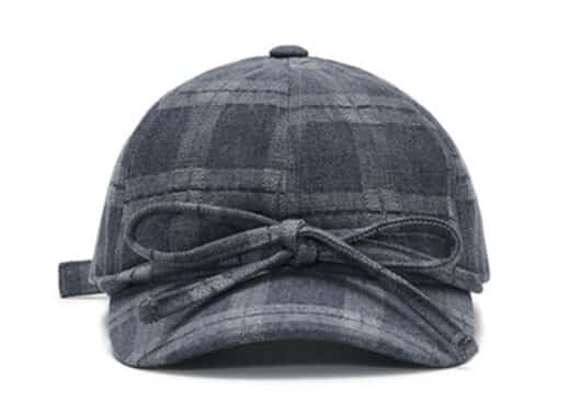 Awsome Needs Basic Ball Cap Ribbon Check Charcoal Front View