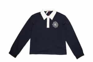 Mardi Mercredi Piquet Flower Cropped Shirt Navy