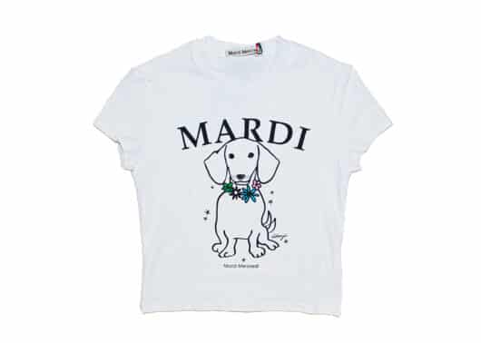 Mardi Mercredi Swing The Tail DDANJI Flower Necklace Cropped Tee Multicolor White Blue