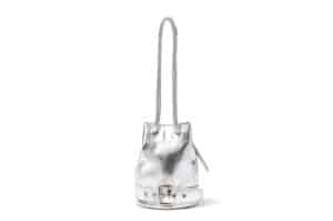 Matin Kim Belted Mini Bucket Bag Silver BG013