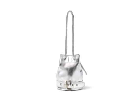 Matin Kim Belted Mini Bucket Bag Silver BG013