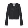 Matin Kim Finger Hole Logo Printing L/S Tee Charcoal TS015