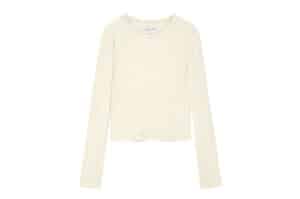 Matin Kim Finger Hole Logo Printing L/S Tee Light Beige TS015