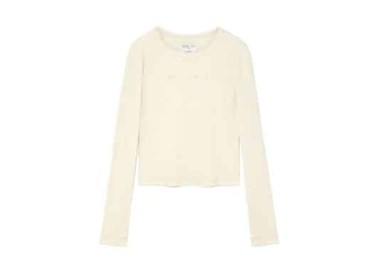 Matin Kim Finger Hole Logo Printing L/S Tee Light Beige TS015