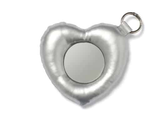 Matin Kim Puffer Heart Mirror Keyring Silver KE003 - Image 2