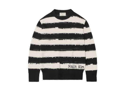 Matin Kim Stripe Vintage Loose Pullover Black (W) PO003