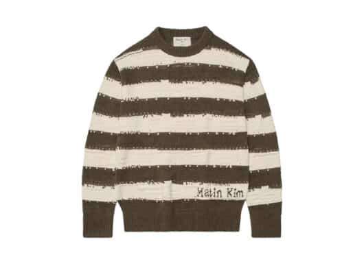 Matin Kim Stripe Vintage Loose Pullover Khaki Brown (W) PO003