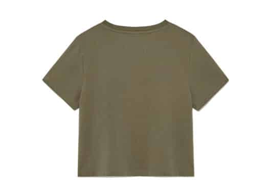 Matin Kim Unbalance Typo Logo Crop Top Khaki TS007 - Image 2