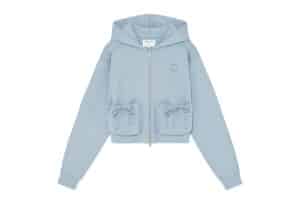 Matin Kim Volume Pocket Crop Zip Up Hoodie Light Blue JP006
