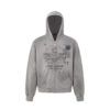 PANQ 2025 The Rose Blooming At The Muzzle Patch Destoryed Zip Hoodie Grey