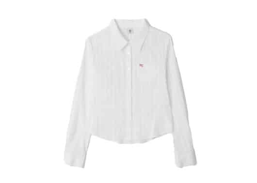 Ronron Eyelet Embroidery Slim Fit Shirt White