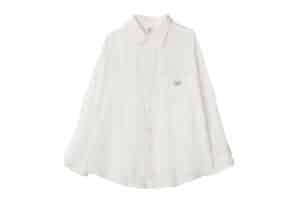 Ronron Eyelet Stitch Heart Pocket Over Fit Shirt White