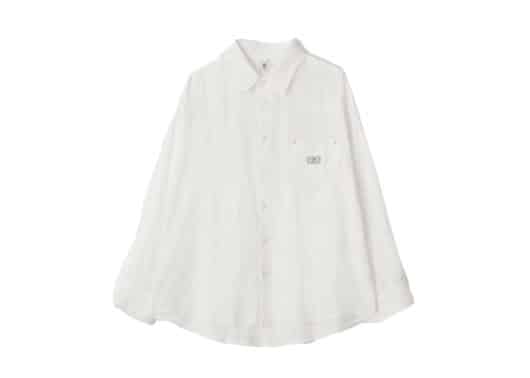 Ronron Eyelet Stitch Heart Pocket Over Fit Shirt White