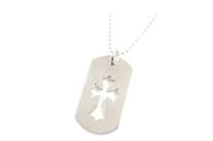 Chrome Hearts Cross Dog Tag Pendant Silver Full View
