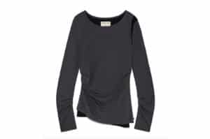 Matin Kim Turn Up Detail Layered Top Charcoal TS014