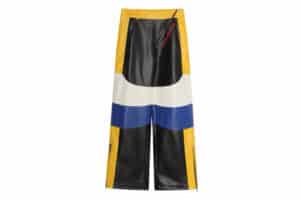 A Few Good Kids 24FW Contrasting Leather Pants Black Yellow Blue