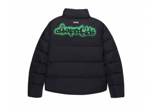 A Few Good Kids 24FW Embroidered Neon Graffiti Down Jacket Black