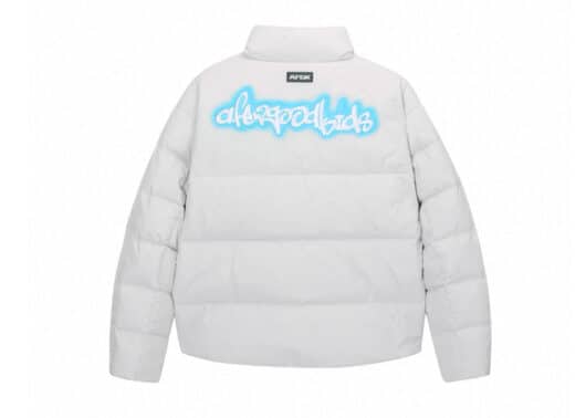 A Few Good Kids 24FW Embroidered Neon Graffiti Down Jacket Grey