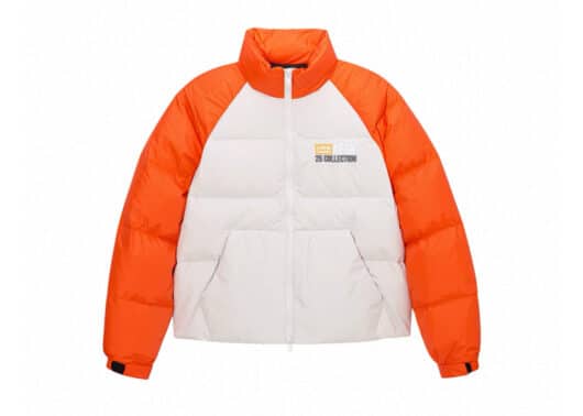 A Few Good Kids 24FW Raglan Sleeve Color Block Pocket Down Jacket Orange Grey