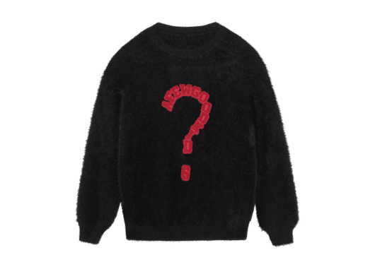 A Few Good Kids Question Mark Round Neck Sweater Black