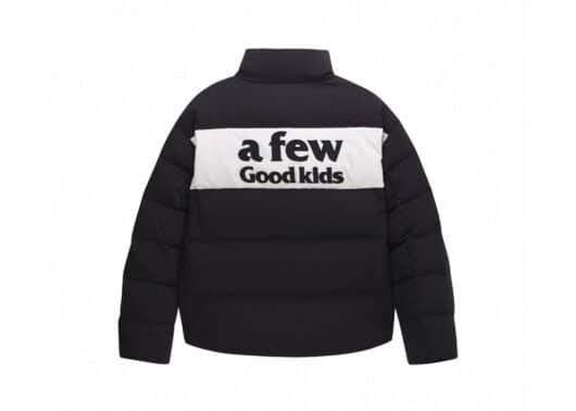 A Few Good Kids Stripe Puffer Jacket Black