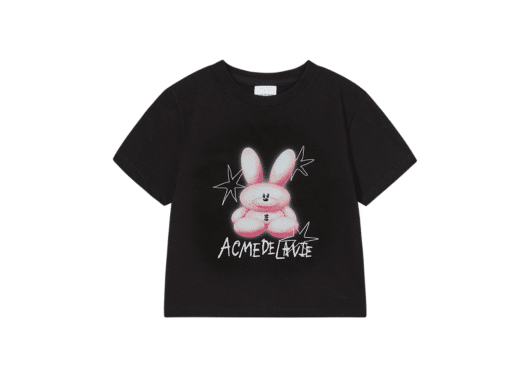 ADLV Woman Round Spray Rabbit Crop Tee Black