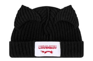 Charles Jeffrey LOVERBOY Knitted Chucky Ears Beanie Black Front View