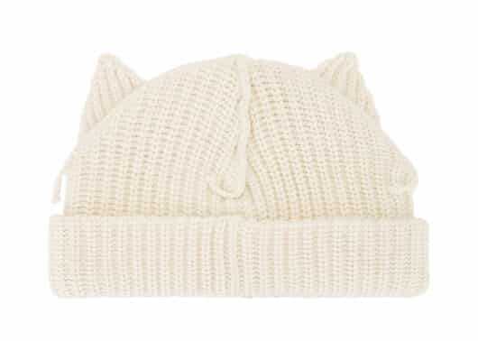 Charles Jeffrey LOVERBOY Knitted Chucky Ears Beanie Ecru Back View