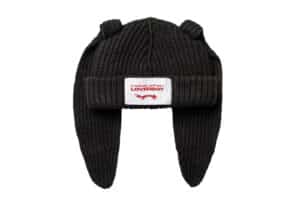 Charles Jeffrey LOVERBOY Knitted Chucky Rabbit Beanie Black Front View