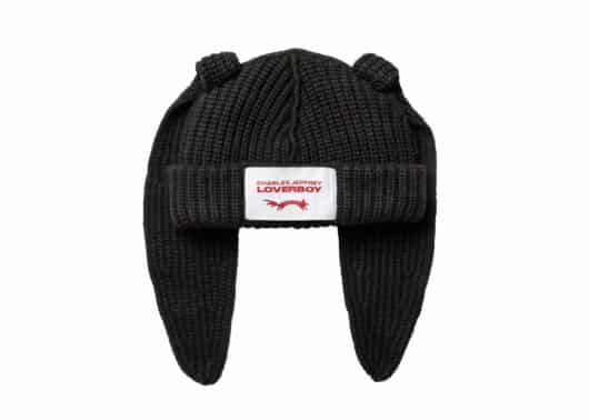 Charles Jeffrey LOVERBOY Knitted Chucky Rabbit Beanie Black Front View