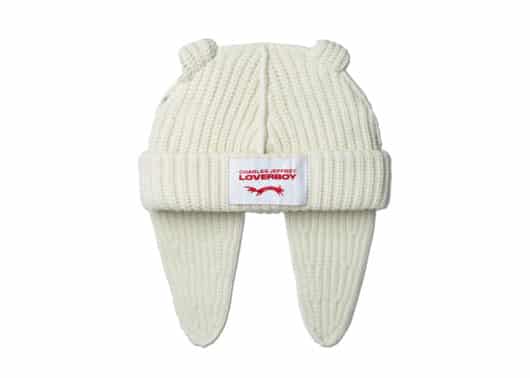 Charles Jeffrey LOVERBOY Knitted Chucky Rabbit Beanie Ecru Front View