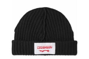 Charles Jeffrey LOVERBOY Knitted Label Beanie Black Front View