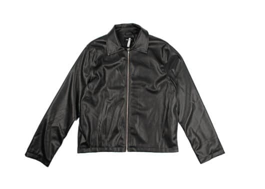 Haonanhuang Basic Leather Jacket Black H563