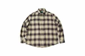 Haonanhuang Flannel Silky Long Sleeve Shirt Brown Check H611