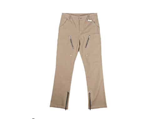 Haonanhuang Multi Zip Pockets Cargo Pants Khaki H025