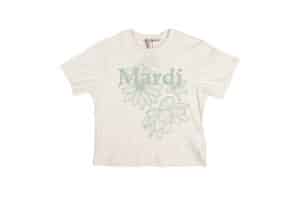 Mardi Mercredi Triple Flower Cream Mossgreen Slim Tee