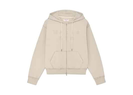 Matin Kim Applique Cutted Logo Zip Up Hoodie Beige JP016
