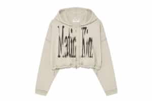 Matin Kim Big Logo Crop Zip Up Hoodie Beige JP015