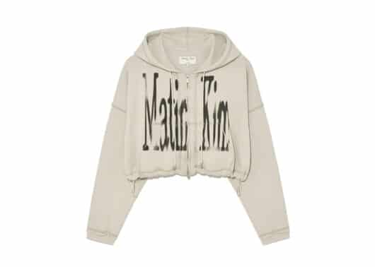 Matin Kim Big Logo Crop Zip Up Hoodie Beige JP015