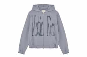 Matin Kim Big Logo Zip Up Hoodie Smoke Blue JP014