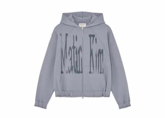 Matin Kim Big Logo Zip Up Hoodie Smoke Blue JP014