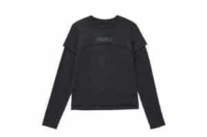 Matin Kim (Kim Matin) Layered Sleeve Logo Long Sleeve Tee Charcoal TS006