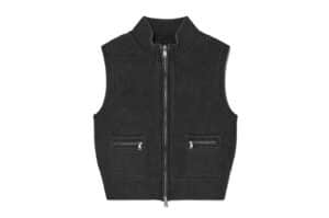 Matin Kim Logo Point Washed Knit Vest Charcoal (W) KV001